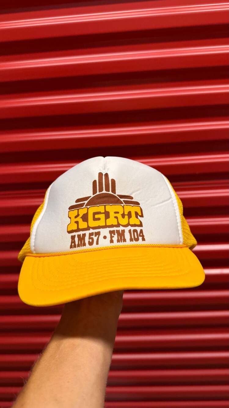 Nissin KGRT AM 57 FM 104 Radio Trucker Hat Vintage Yellow Snapback Cap